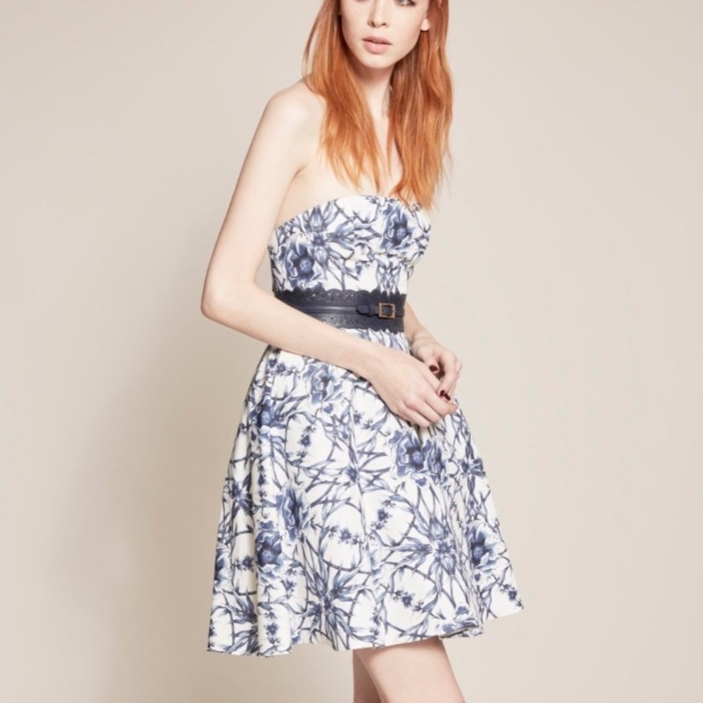 Gorgeous NWT Marchesa Notte Blue and White floral dress